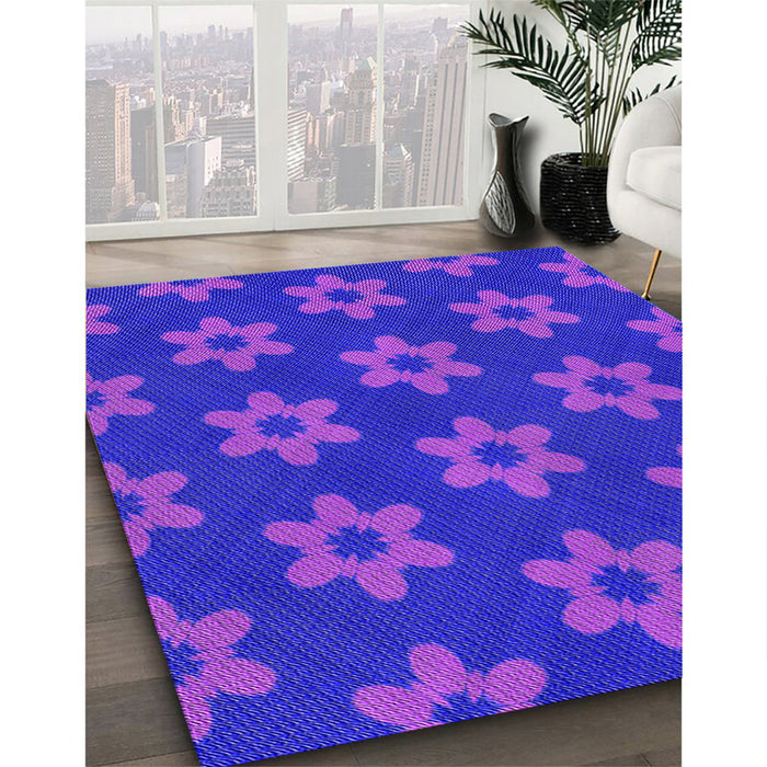 Patterned Purple Rug in Family Room, pat1318pur