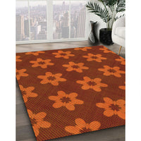 Patterned Orange Red Orange Rug, pat1318yw