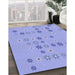 Patterned Light Slate Blue Rug in Family Room, pat1319blu