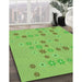 Machine Washable Transitional Emerald Green Rug in a Family Room, wshpat1319grn