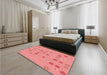 Round Machine Washable Transitional Light Coral Pink Rug in a Office, wshpat1319rd