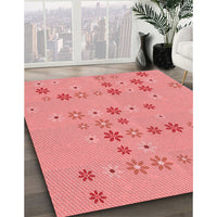 Patterned Light Coral Pink Rug, pat1319rd