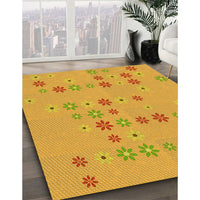 Patterned Neon Orange Rug, pat1319yw