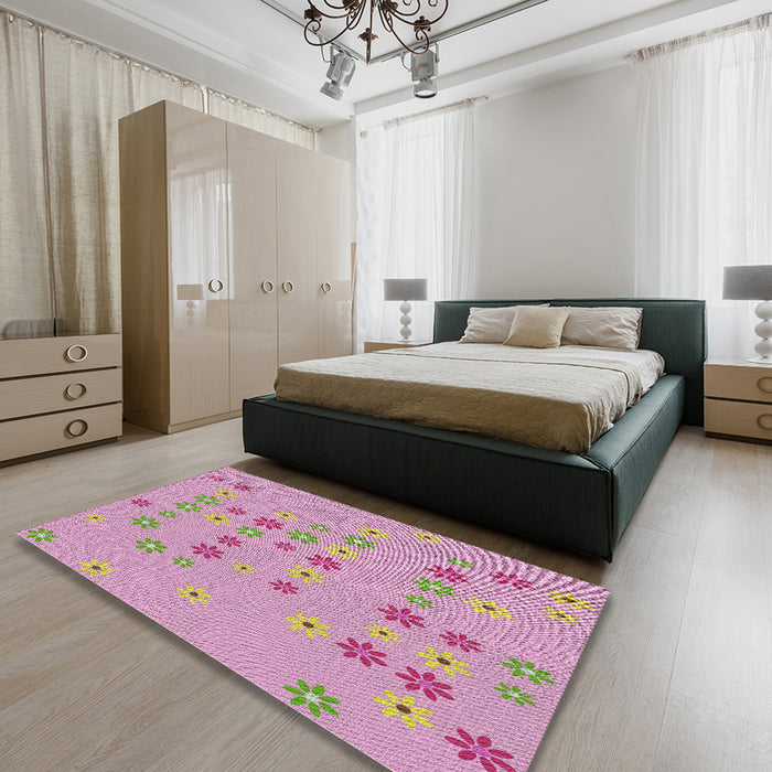 Patterned Pink Novelty Rug in a Bedroom, pat1319