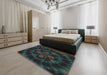 Machine Washable Transitional Black Rug in a Bedroom, wshpat131