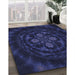 Patterned Night Blue Rug in Family Room, pat132blu