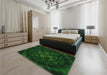 Patterned Green Rug in a Bedroom, pat132grn