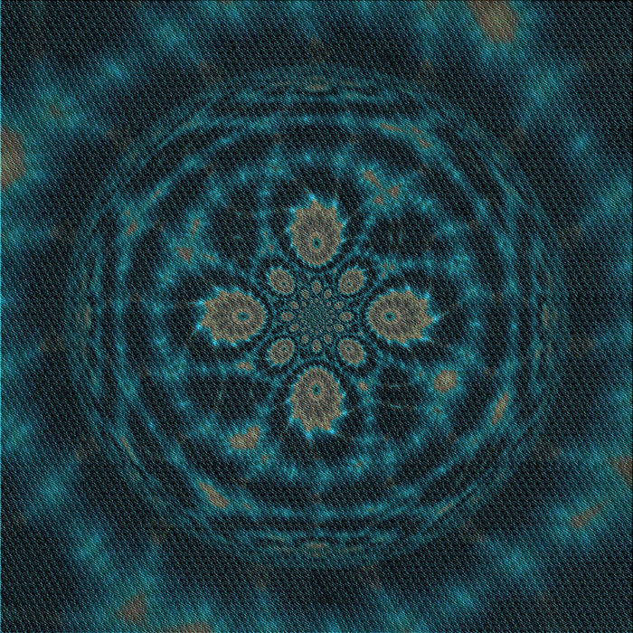 Round Patterned Teal Green Rug, pat132lblu