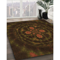 Patterned Dark Bronze Brown Rug, pat132org