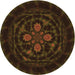 Square Patterned Dark Bronze Brown Rug, pat132org