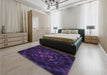 Patterned Deep Purple Rug in a Bedroom, pat132pur