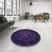 Round Patterned Deep Purple Rug in a Office, pat132pur