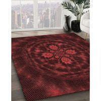 Patterned Tomato Red Rug, pat132rd