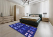 Patterned Earth Blue Rug in a Bedroom, pat1321blu