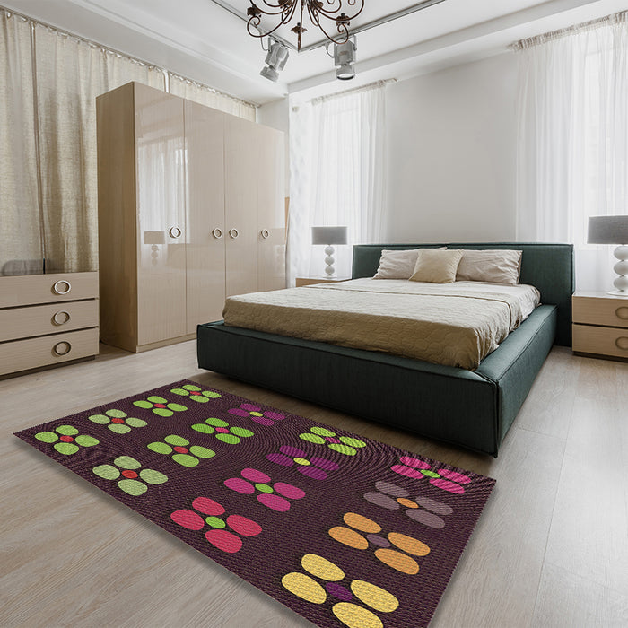 Patterned Brown Rug in a Bedroom, pat1321brn