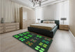 Patterned Midnight Gray Rug in a Bedroom, pat1321grn