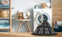 Machine Washable Transitional Charcoal Black Rug in a Washing Machine, wshpat1321gry