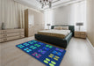 Patterned Blue Ivy Blue Rug in a Bedroom, pat1321lblu