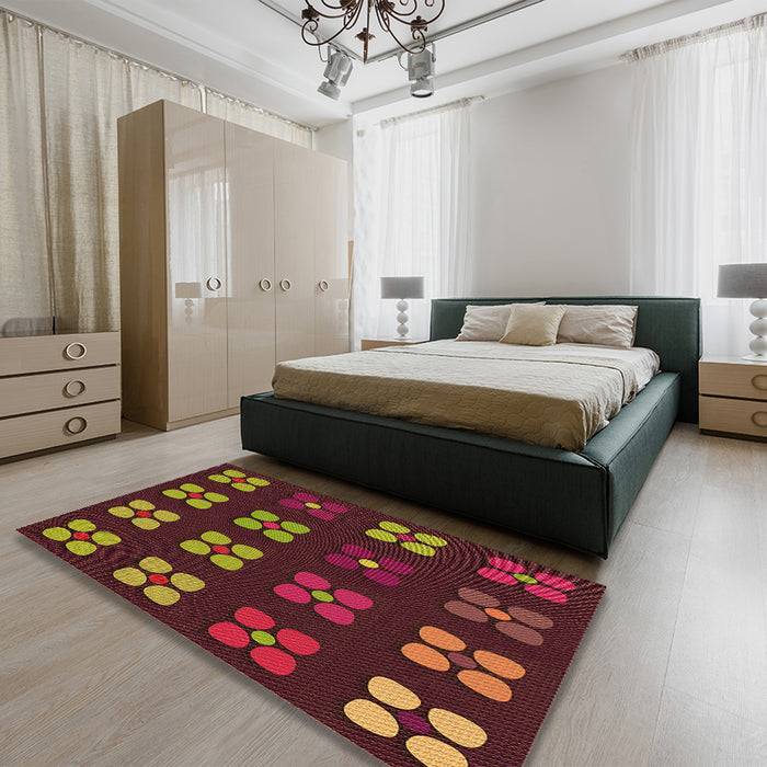 Round Machine Washable Transitional Light Brown Rug in a Office, wshpat1321org