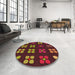 Round Patterned Light Brown Rug in a Office, pat1321org