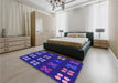 Patterned MediumBlue Rug in a Bedroom, pat1321pur