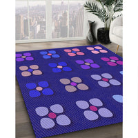 Patterned MediumBlue Rug, pat1321pur