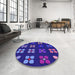 Round Patterned MediumBlue Rug in a Office, pat1321pur