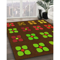 Patterned Dark Yellow Green Rug, pat1321yw