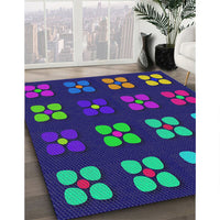 Patterned Steel Blue Novelty Rug, pat1321