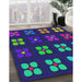 Patterned Steel Blue Novelty Rug in Family Room, pat1321