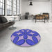 Round Patterned Purple Rug in a Office, pat1322blu