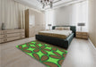 Patterned Apple Green Rug in a Bedroom, pat1322grn