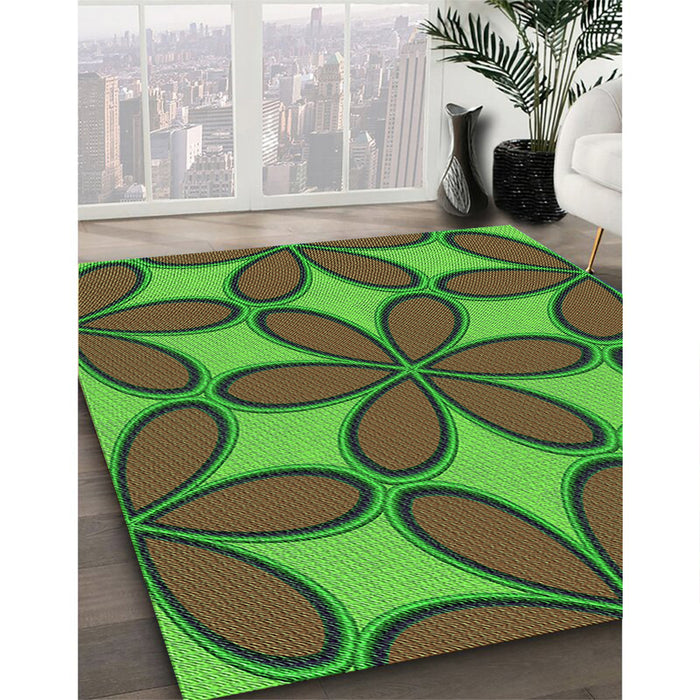 Patterned Apple Green Rug in Family Room, pat1322grn