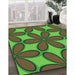 Patterned Apple Green Rug in Family Room, pat1322grn