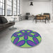 Round Patterned Amethyst Purple Rug in a Office, pat1322lblu