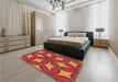 Patterned Crimson Red Rug in a Bedroom, pat1322org