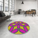 Round Patterned Dark Violet Purple Novelty Rug in a Office, pat1322