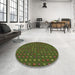 Round Patterned Milk Chocolate Brown Rug in a Office, pat1323brn