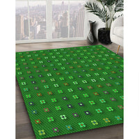 Patterned Deep Emerald Green Rug, pat1323grn