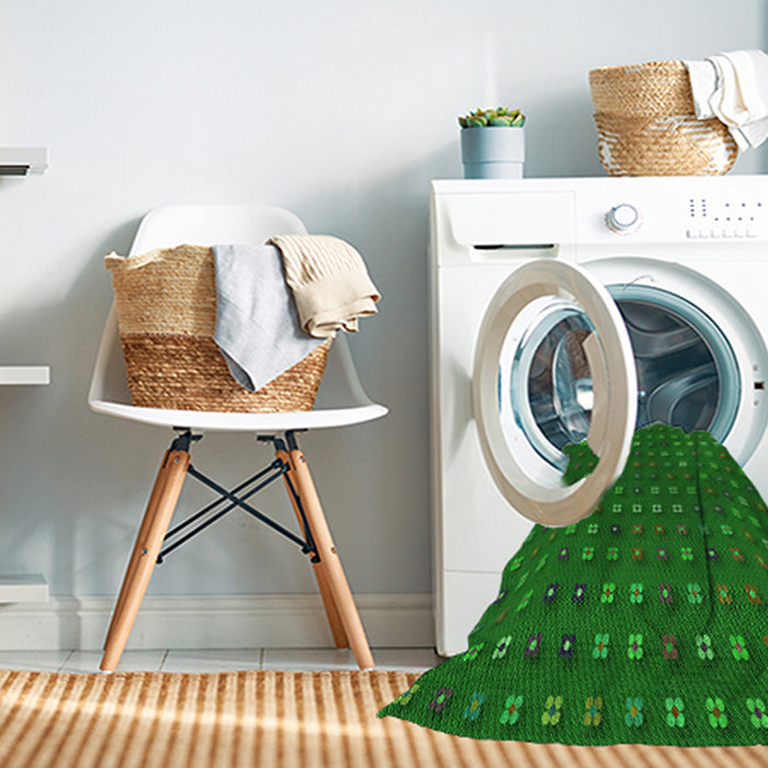 Machine Washable Transitional Deep Emerald Green Rug in a Washing Machine, wshpat1323grn