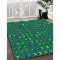 Patterned Medium Forest Green Rug, pat1323lblu