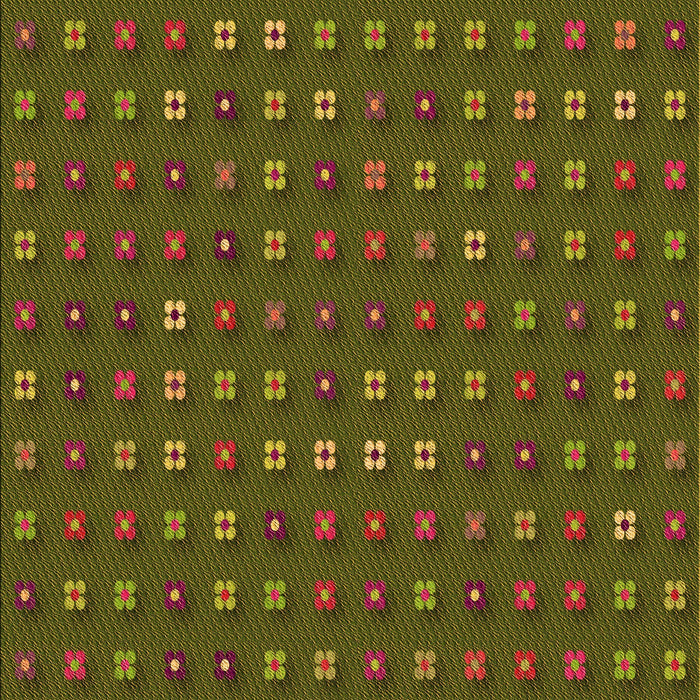 Patterned Dark Yellow Green Rug, pat1323org