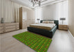 Patterned Dark Lime Green Rug in a Bedroom, pat1323yw