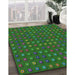 Patterned Dark Forest Green Novelty Rug in Family Room, pat1323