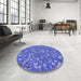 Round Patterned Sky Blue Rug in a Office, pat1324blu