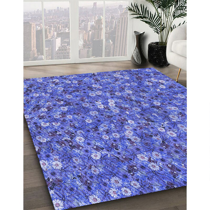 Machine Washable Transitional Sky Blue Rug in a Family Room, wshpat1324blu