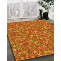 Patterned Neon Red Rug, pat1325yw