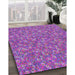 Patterned Dark Violet Purple Novelty Rug in Family Room, pat1325