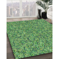 Patterned Medium Forest Green Rug, pat1326grn