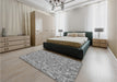 Patterned Cloud Gray Rug in a Bedroom, pat1326gry